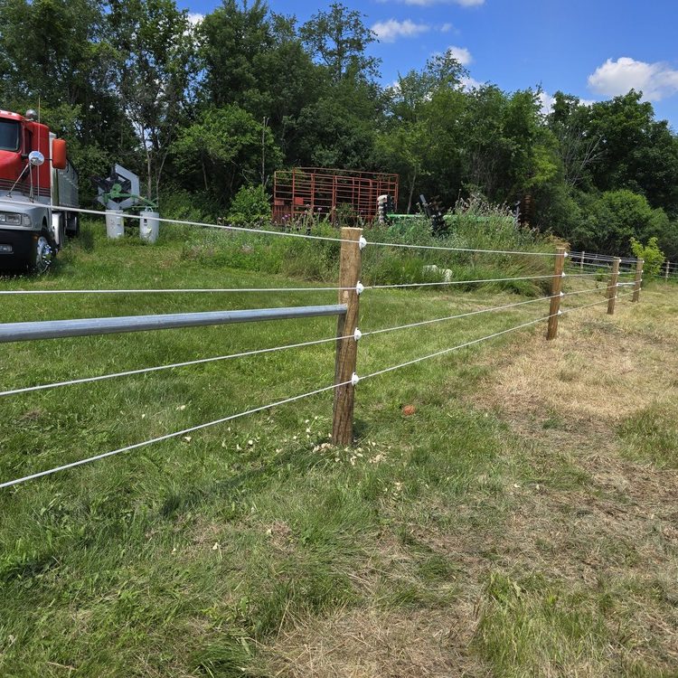 Electric fence line installed near Mount Horeb, Wisconsin