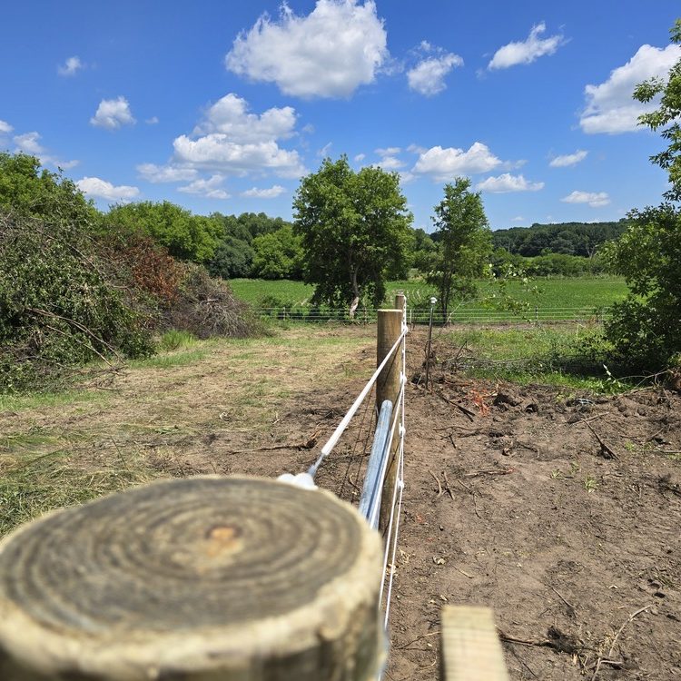 Electric fence line installed near Baraboo, Wisconsin